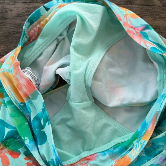 Athleta Girl size XXL 16 Aqua Floral Cannonball 2.0 Swim Shorts Swimwear Modest - Picture 3 of 4